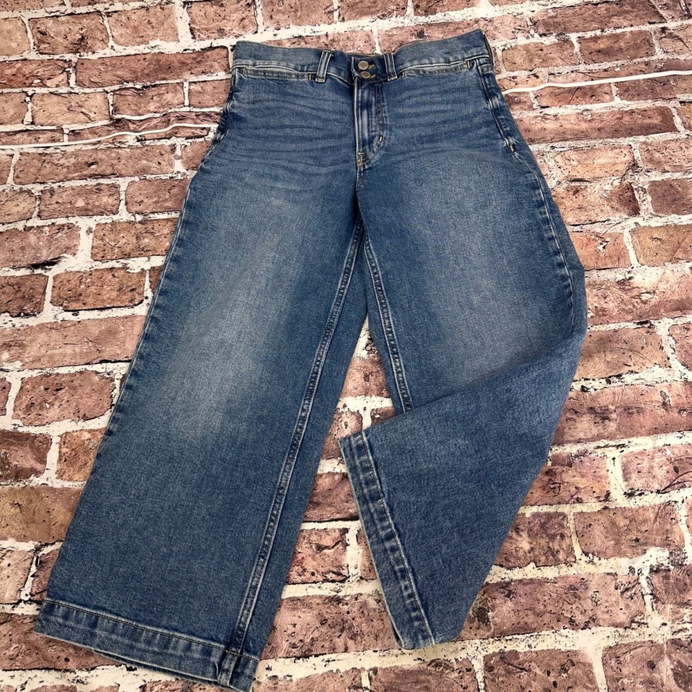 Banana Republic Premium Denim HR Clean Girl Wide-Leg Crop Jeans Blue Size‎ 29 - Picture 15 of 16